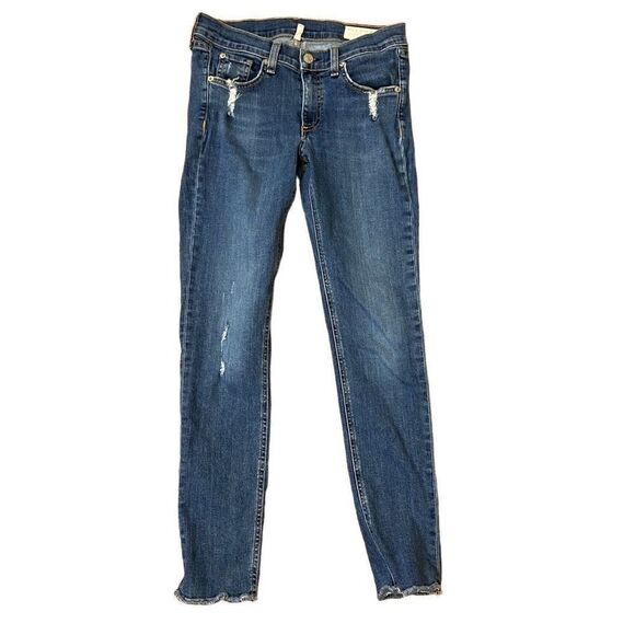 Rag & Bone Skinny Jeans Distressed Medium Wash Raw Hem Size 27 - Picture 5 of 5